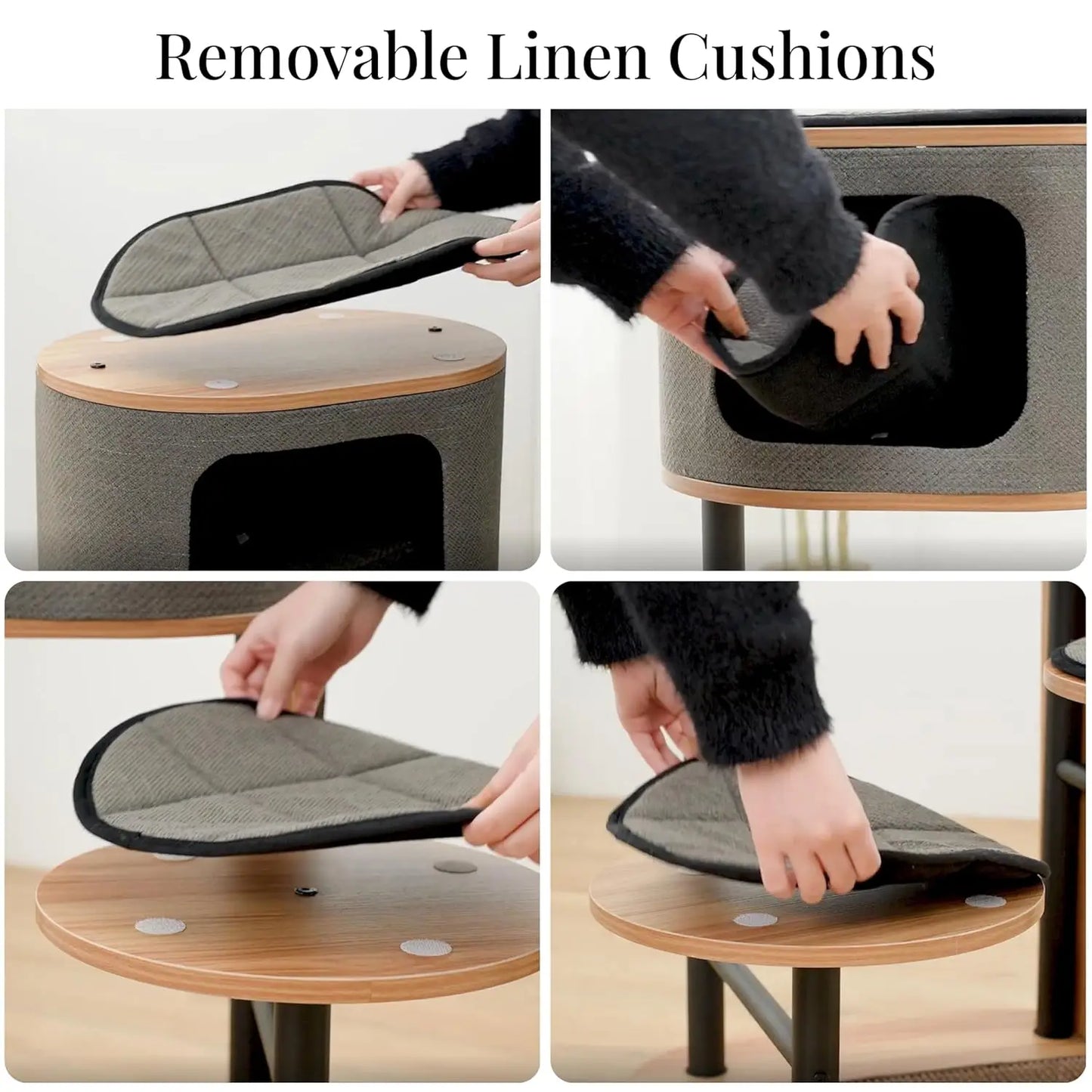 4 Level 37" Iron Framed Modern Cat Tree with Large Top Condo, 2 Padded Platforms, 2 Replaceable Sisal Scratching, Customized