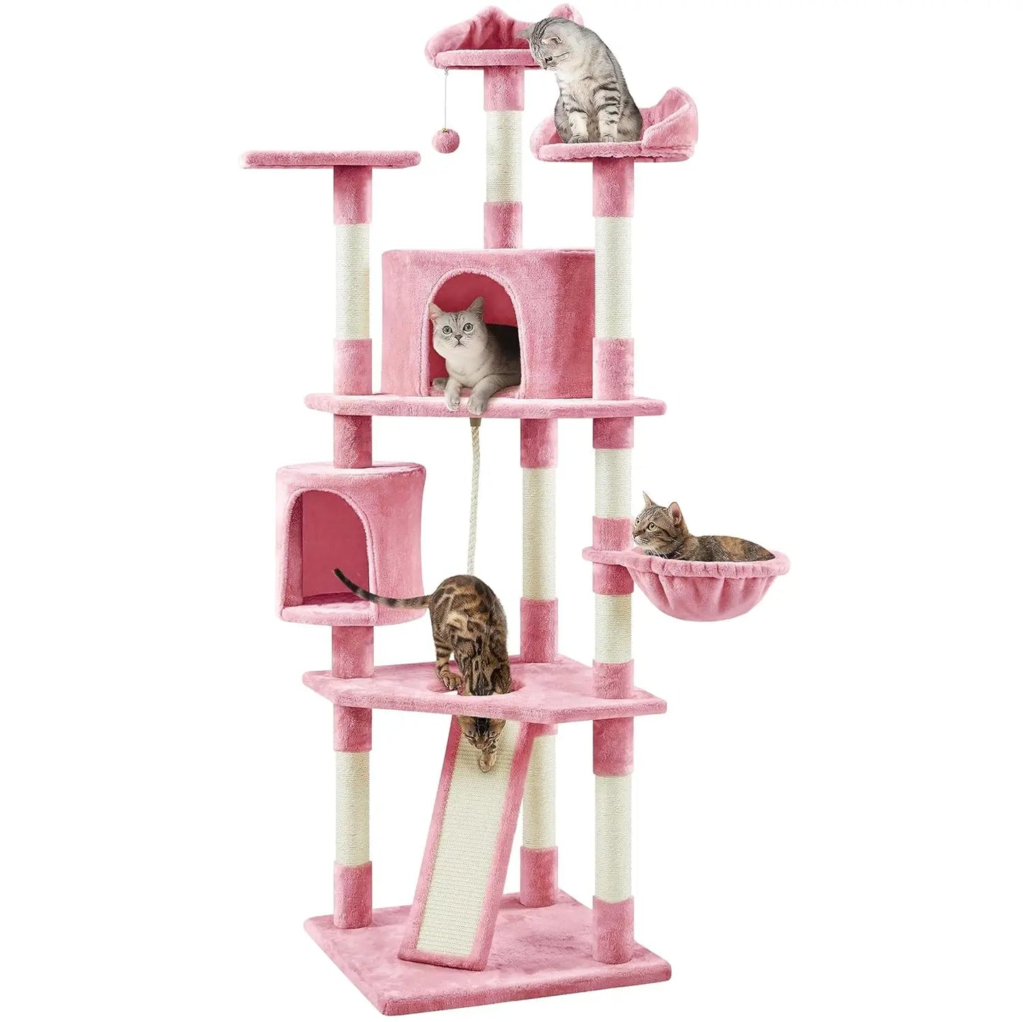 79in Multi-Level Cat Trees Indoor Cat Tower with Sisal-Covered Scratching Posts, Plush Perches and Condo for, Customized