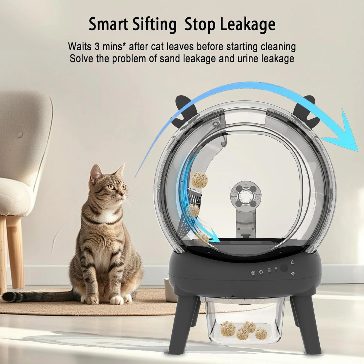 J Self Cleaning Litter Box, Large Capacity Automatic Litter Box Self Cleaning for Multiple Cats with Dual Safety, Customized