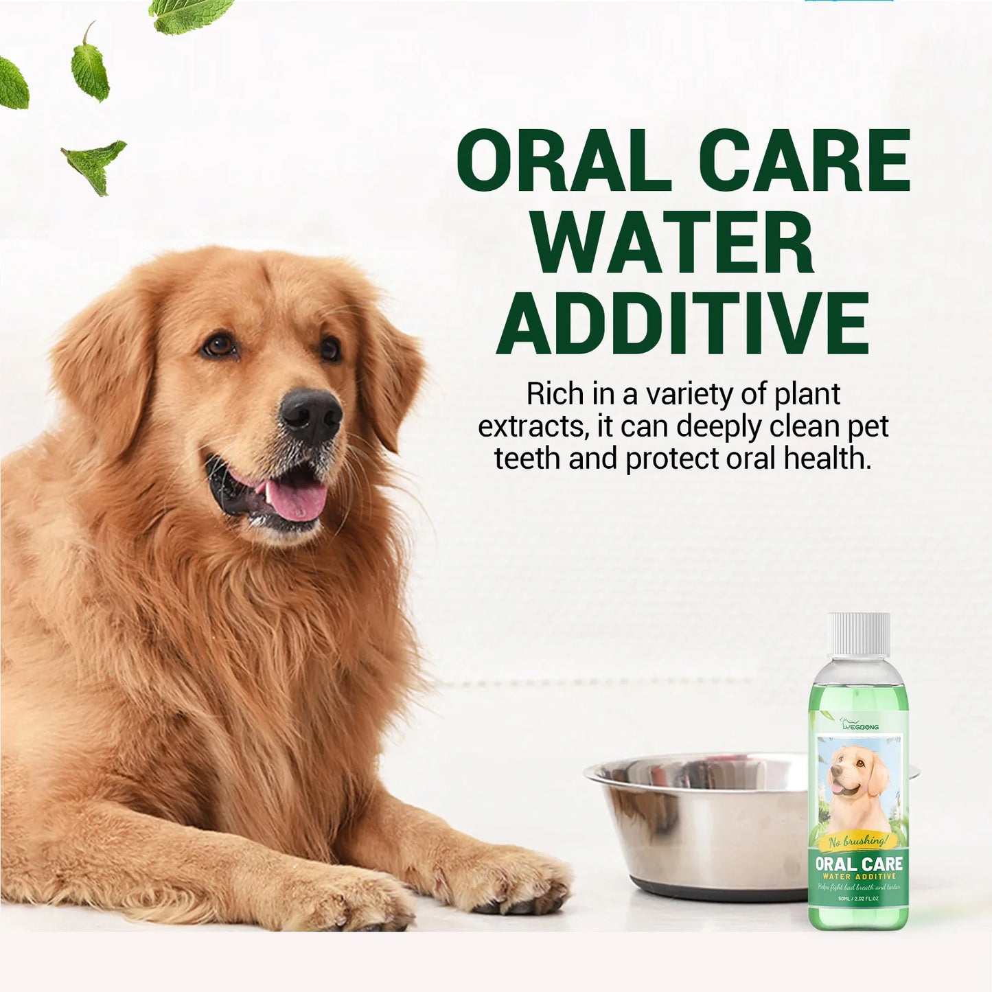 60ml Pet Oral Refreshing Liquid Deodorant Oral Care Bad Breath Remove Cleaning Teeth Stains Mouth Wash Pet Oral Cleanser