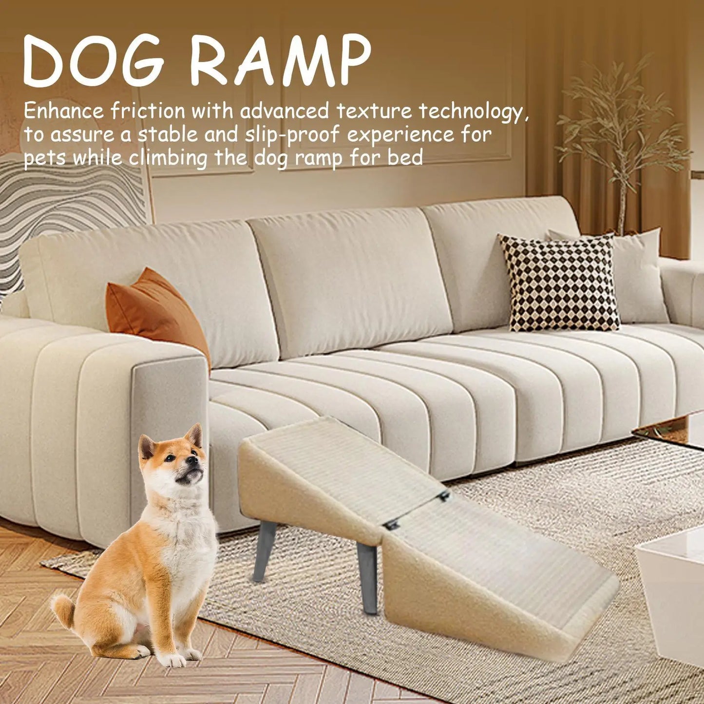 Dog Ramp for Bed Foldable Dog Vehicle Stairs Footrest Stool for Small Breed Animal Multifunctional Non-Slip Cat Vehicle Ramp