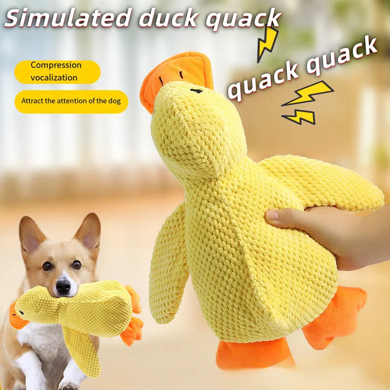 Cat and dog toys relieve boredom, imitation duck, puppy plush doll, big dog self-entertainment teething toy