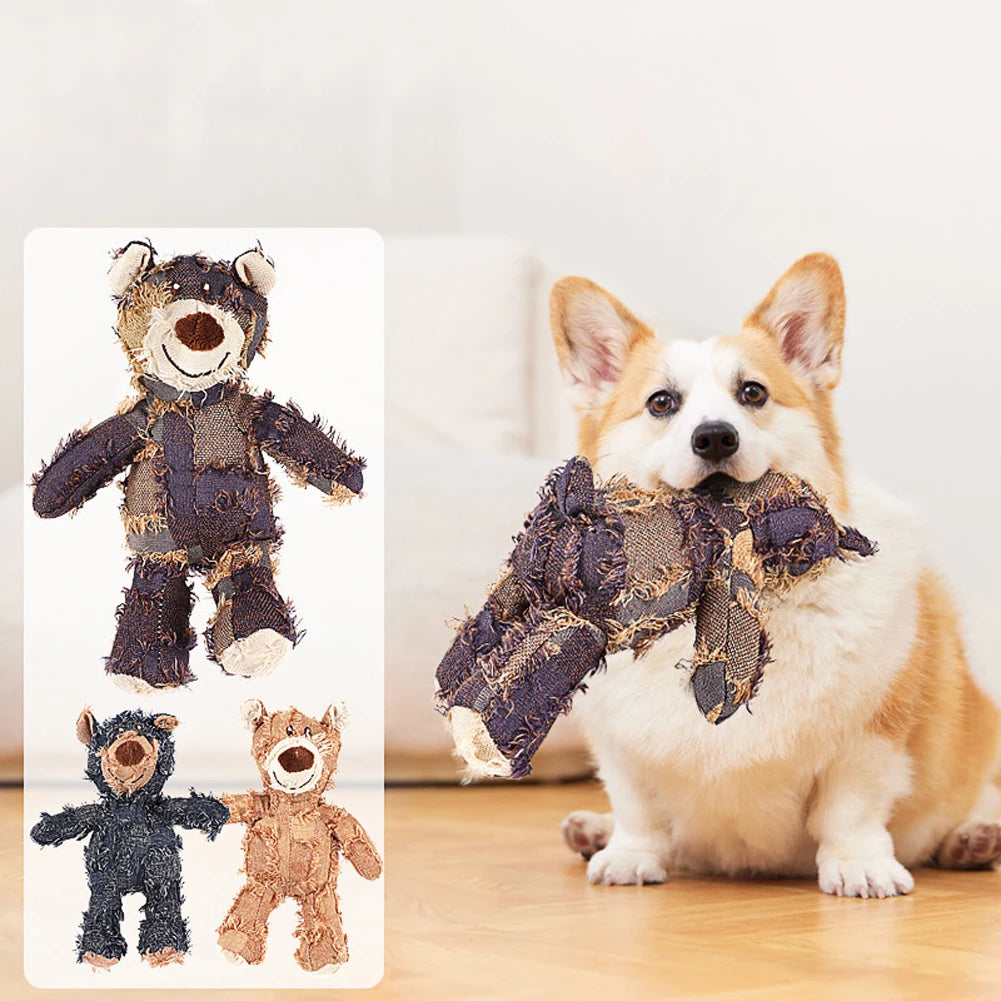 Squeaky Plush Bear Toy Indestructible Dog Toys Interactive Plush Dog Toys for Small Medium Large Dogs