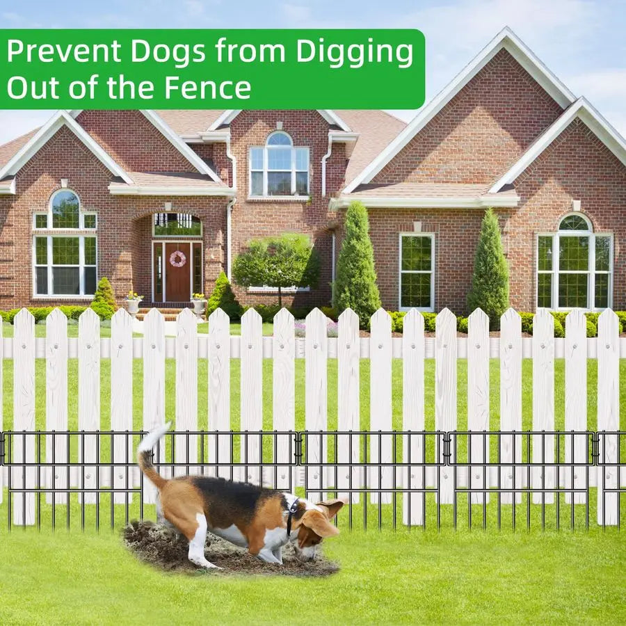 X 13inH Animal Barrier Fence, 28 Panels No Dig Fence for Dogs, 1.52IN Gap Anti Digging Dog Barrier, Rustproof Metal Garden Edgin