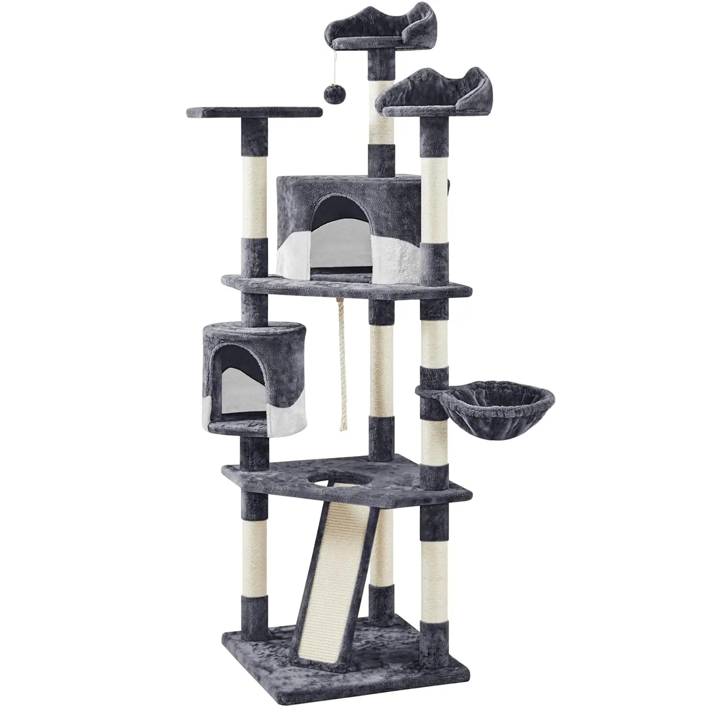 79in Multi-Level Cat Trees Indoor Cat Tower with Sisal-Covered Scratching Posts, Plush Perches and Condo for, Customized