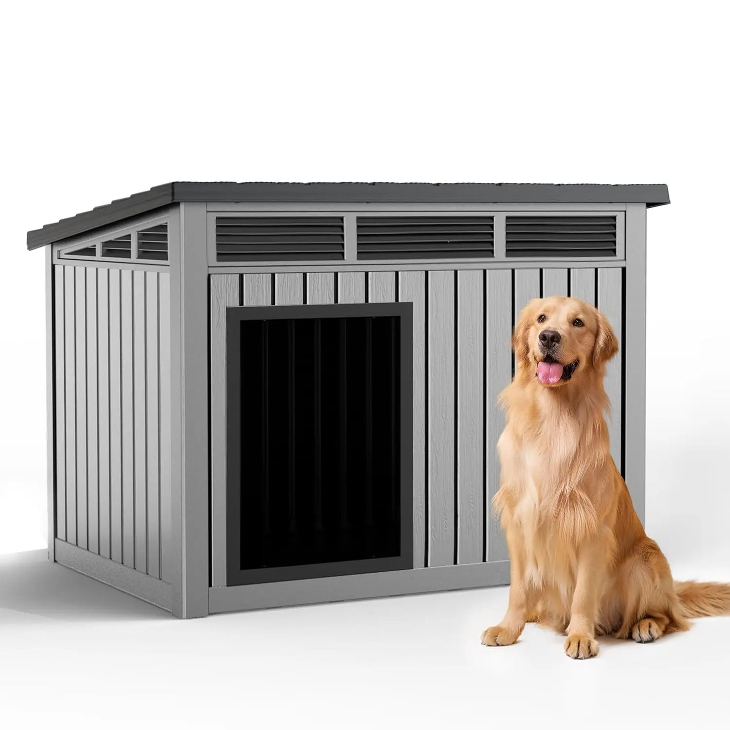 Large Dog House Outdoor for Indoor with Weatherproof & Removable Roof,Fits Small to Large (Gray, 42.87 * 32.95 *, Customized