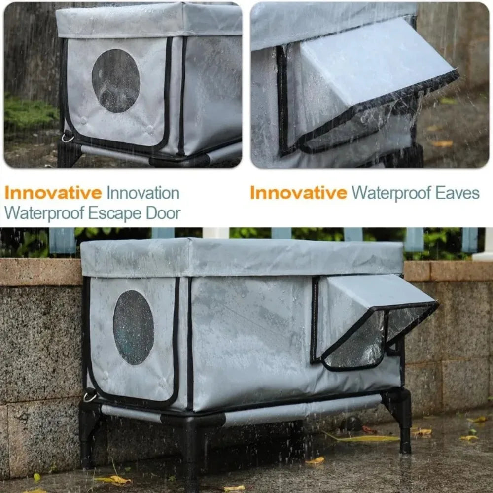 Outdoor Cat House Winter Warm Cat Bed Windproof Rainproof Scratch-proof Cats Houses Electric Heating Safety Pet Dog Cats Houses