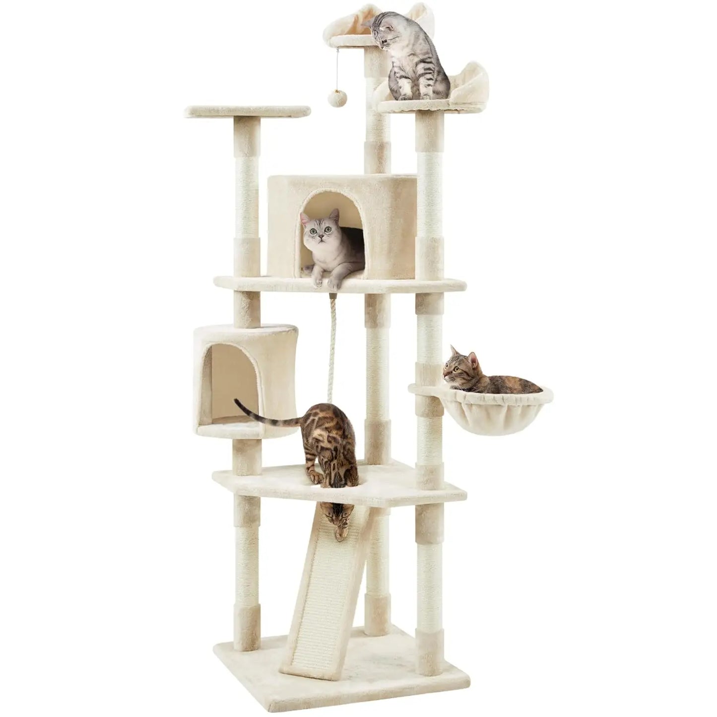 79in Multi-Level Cat Trees Indoor Cat Tower with Sisal-Covered Scratching Posts, Plush Perches and Condo for, Customized