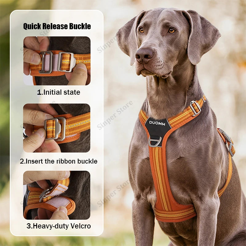 Dog Harness and Leash Set for Large Dogs Heavy Duty No Pull Service Dog Vest with Dog Seat Belt Reflective Adjustable Pet Harnes