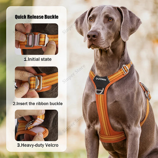 Dog Harness and Leash Set for Large Dogs Heavy Duty No Pull Service Dog Vest with Dog Seat Belt Reflective Adjustable Pet Harnes