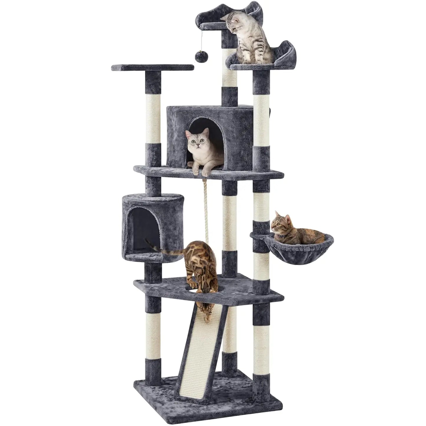 79in Multi-Level Cat Trees Indoor Cat Tower with Sisal-Covered Scratching Posts, Plush Perches and Condo for, Customized