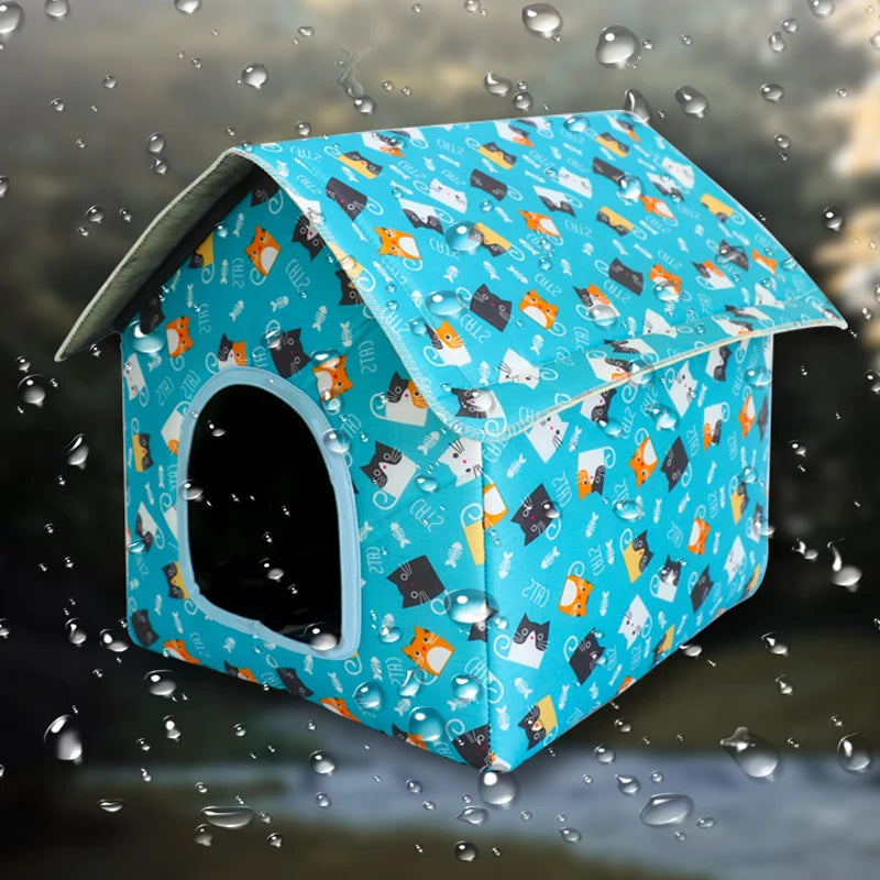 Waterproof Cat House for Outdoors Rainproof Pet Cat Cave Sleep Beds Tent Home Foldable and Washable for Small Dog Puppy Supplies