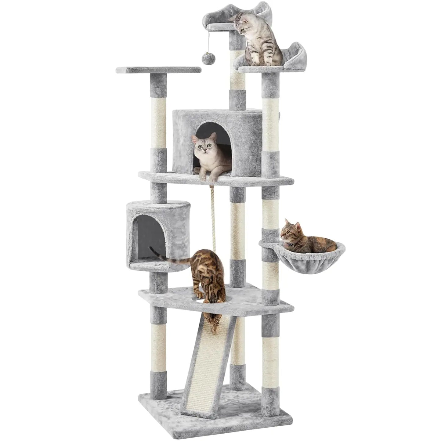 79in Multi-Level Cat Trees Indoor Cat Tower with Sisal-Covered Scratching Posts, Plush Perches and Condo for, Customized