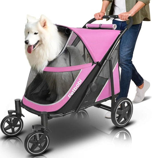 Dog Stroller for Large & Medium Dogs - Easy Fold Dual Entry Pet Stroller