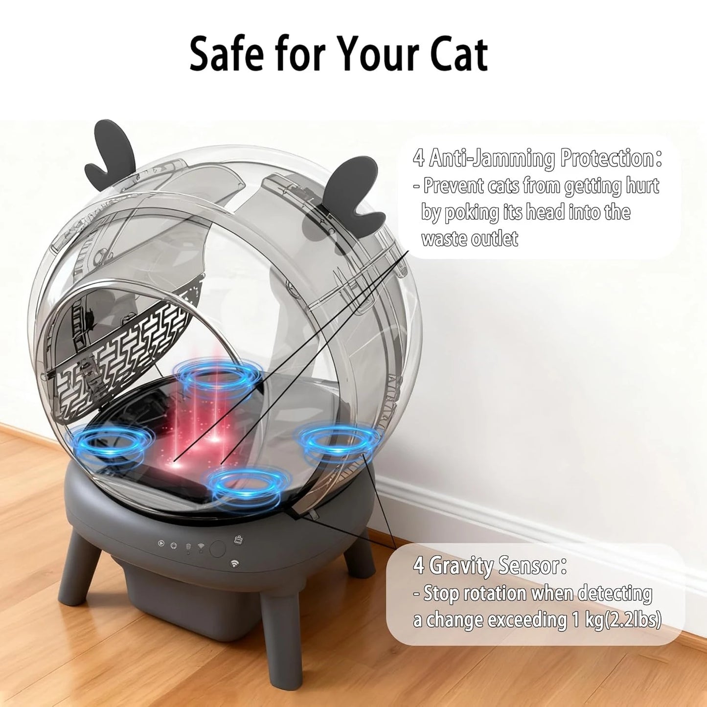 J  Self Cleaning Litter Box, Large Capacity Automatic Litter Box Self Cleaning for Multiple Cats with Dual Safety, Customized