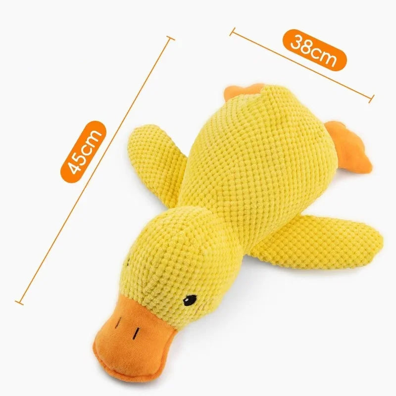 Cat and dog toys relieve boredom, imitation duck, puppy plush doll, big dog self-entertainment teething toy