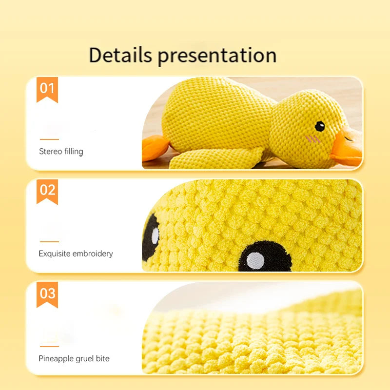 Cat and dog toys relieve boredom, imitation duck, puppy plush doll, big dog self-entertainment teething toy