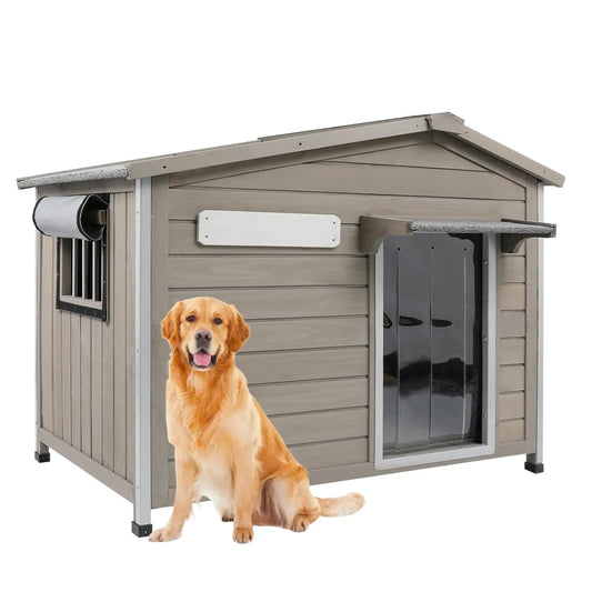 40.2" L Large Dog House Outdoor & Indoor,Fir Wood Dog Kennel with Weatherproof Openable Asphalt Roof,Spacious, Customized