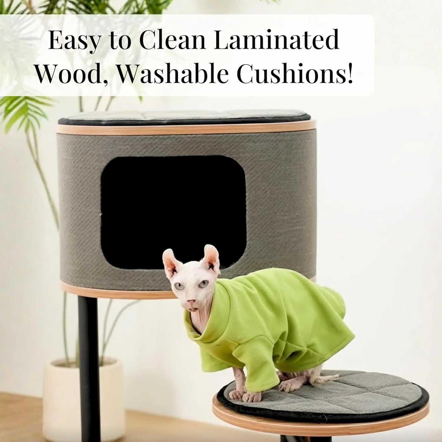 4 Level 37" Iron Framed Modern Cat Tree with Large Top Condo, 2 Padded Platforms, 2 Replaceable Sisal Scratching, Customized