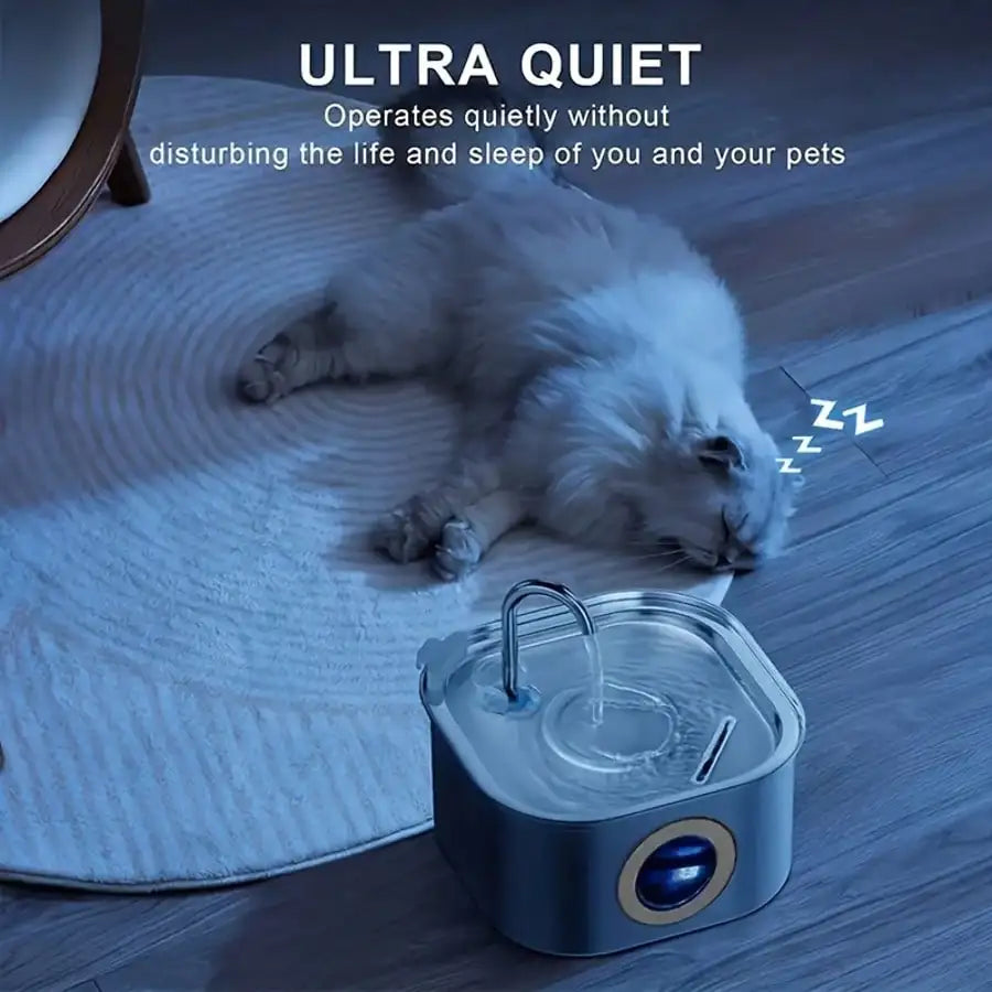 1pc 108.2oz Stainless Steel Quiet Cat Dog Water Fountain USB-Powered