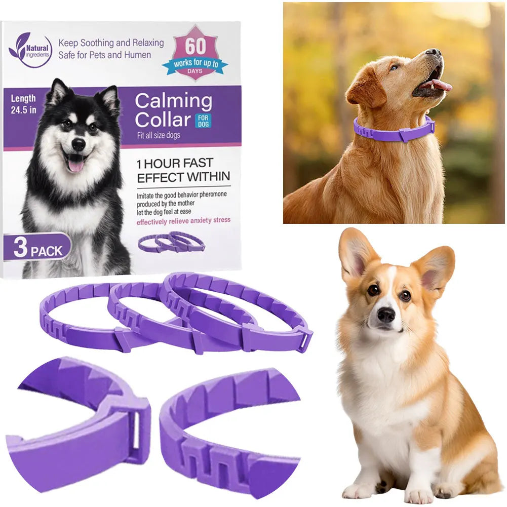 3/4 Pack Pheromone Collar Stress and Anxiety Relief Calm Collar Adjustable Natural Calm Relax Soothing Collars for Cats Dogs