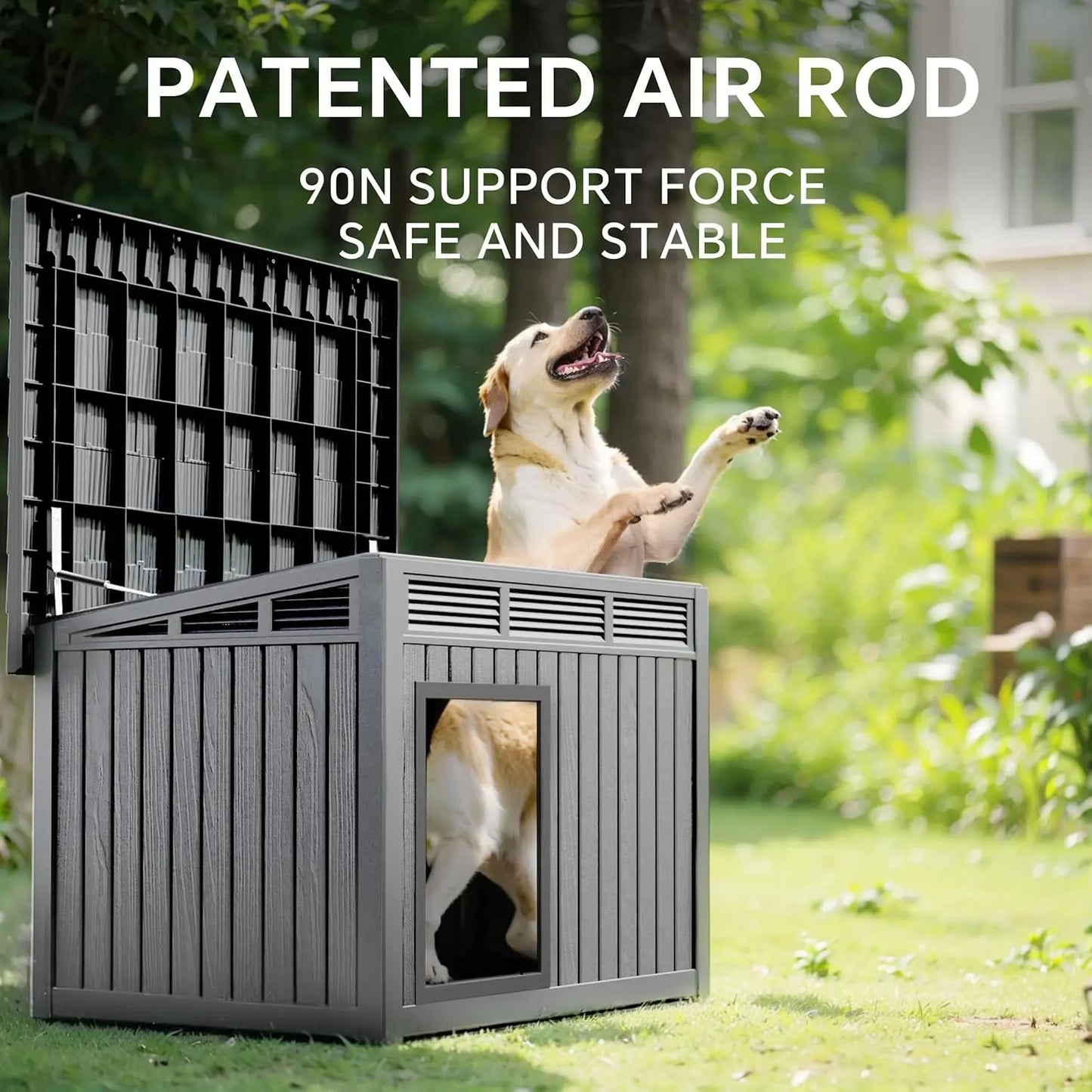 Large Dog House Outdoor for Indoor with Weatherproof & Removable Roof,Fits Small to Large (Gray, 42.87 * 32.95 *, Customized