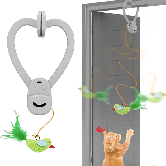 Automatic Cat Teaser Toy – Motorized Flying Bird & Squirrel Lure with Suction Mount |Interactive Enrichment Game for Indoor Cats