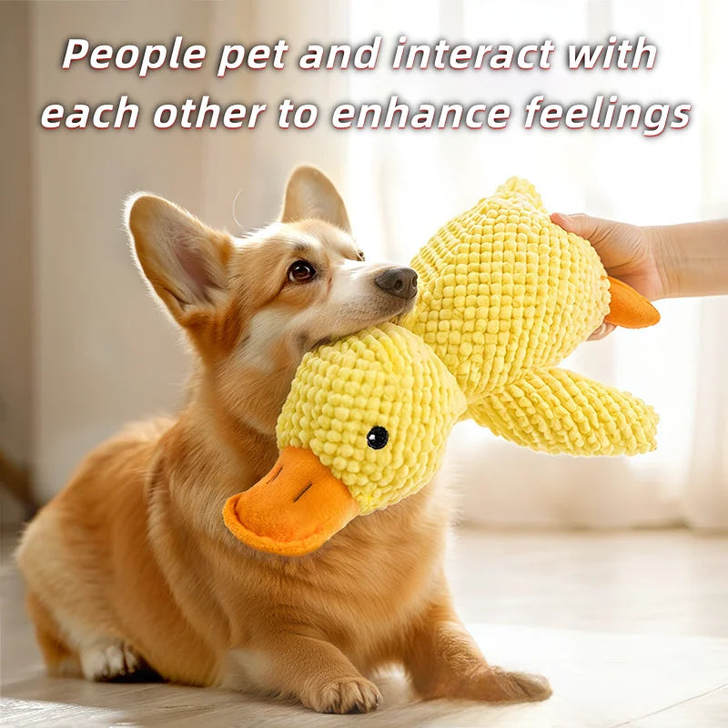 Cat and dog toys relieve boredom, imitation duck, puppy plush doll, big dog self-entertainment teething toy