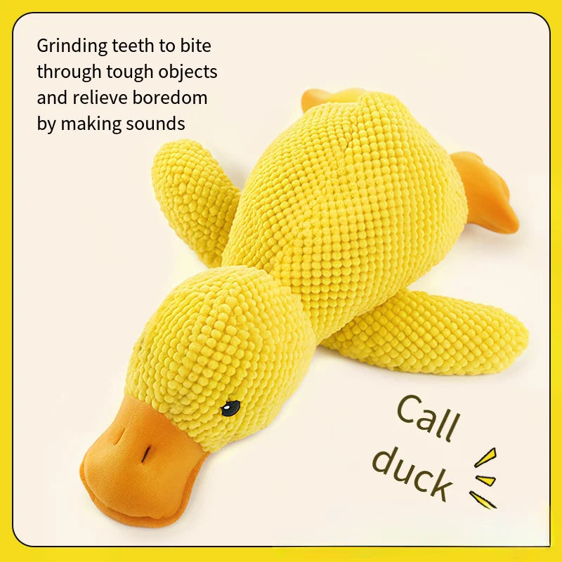 Cat and dog toys relieve boredom, imitation duck, puppy plush doll, big dog self-entertainment teething toy