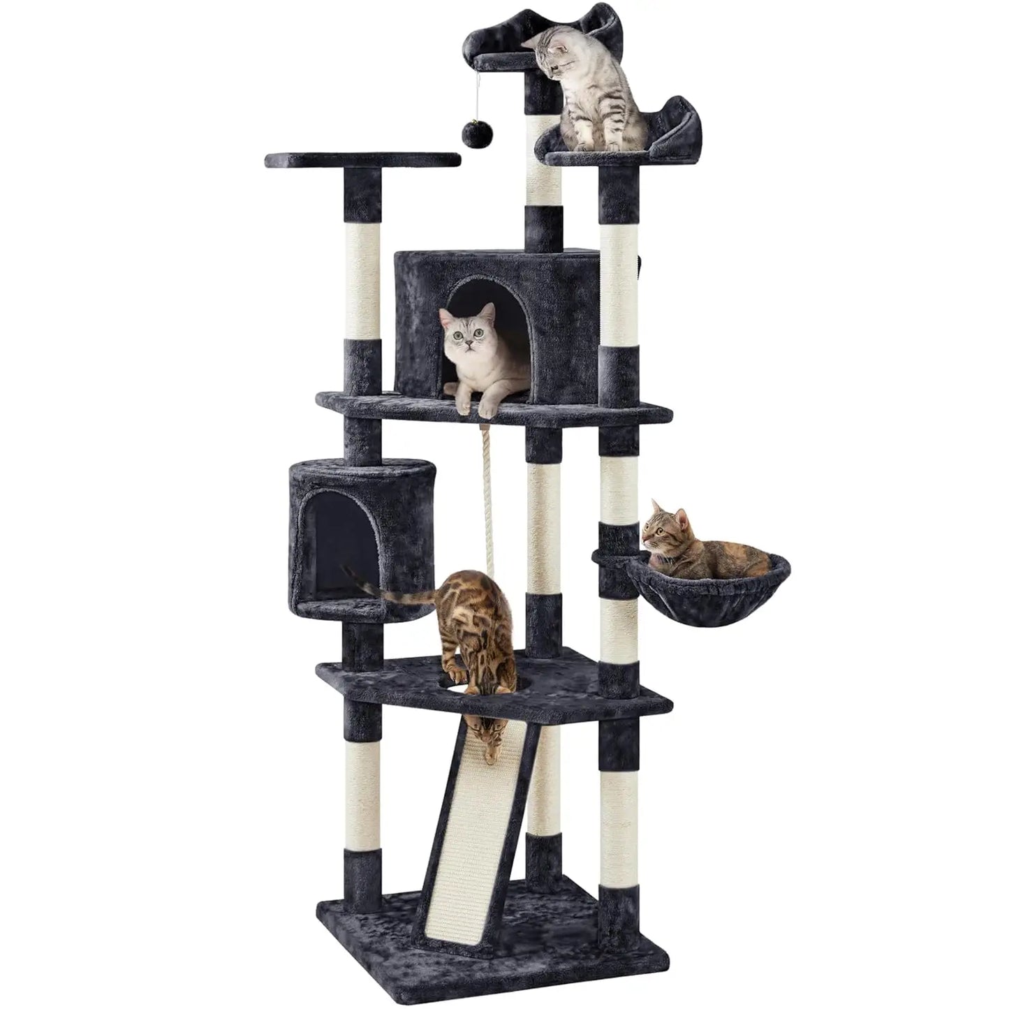 79in Multi-Level Cat Trees Indoor Cat Tower with Sisal-Covered Scratching Posts, Plush Perches and Condo for, Customized