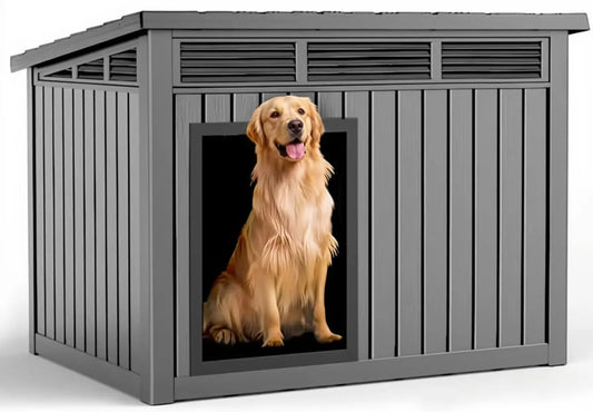 Large Dog House Outdoor for Indoor with Weatherproof & Removable Roof,Fits Small to Large (Gray, 42.87 * 32.95 *, Customized
