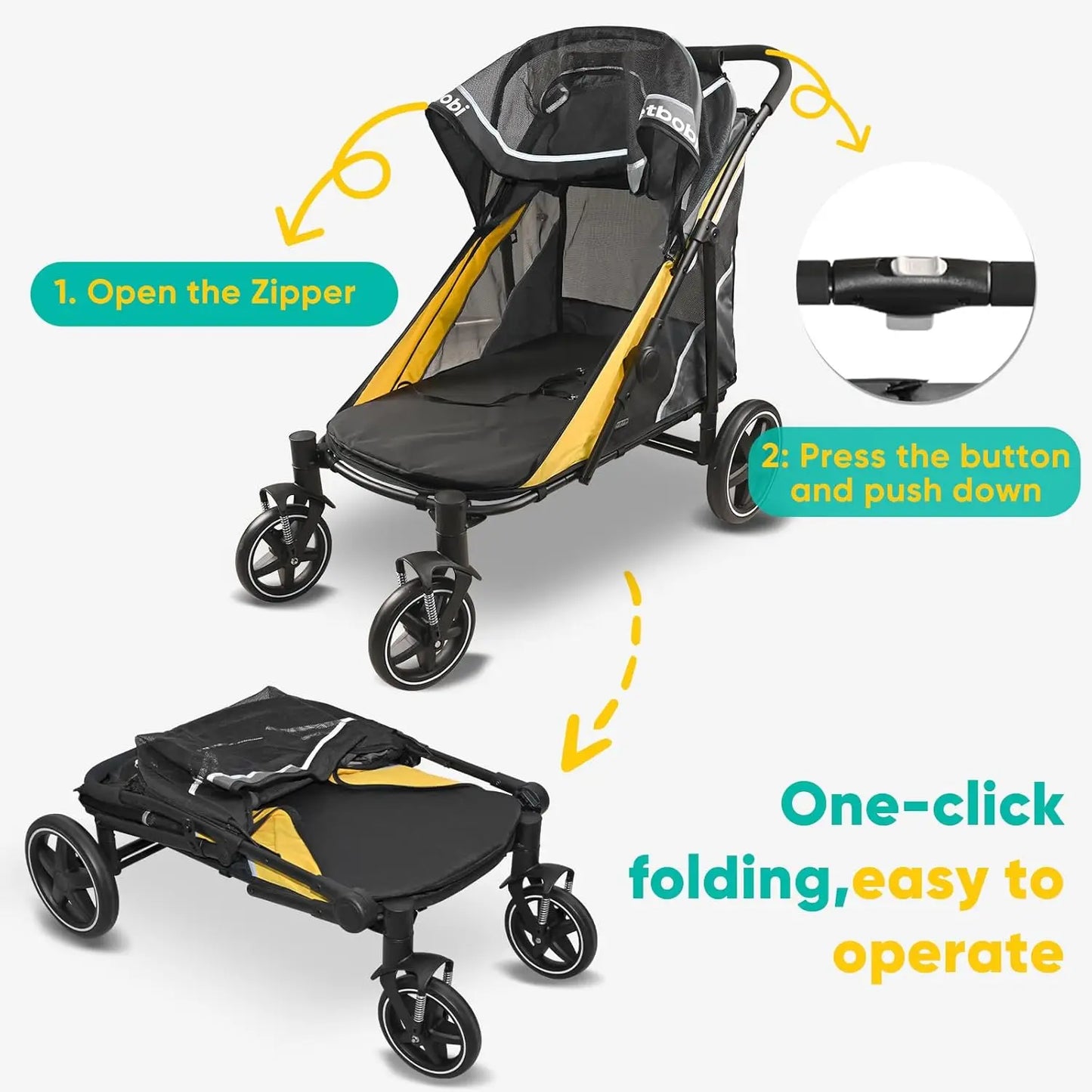Dog Stroller for Large & Medium Dogs - Easy Fold Dual Entry Pet Stroller