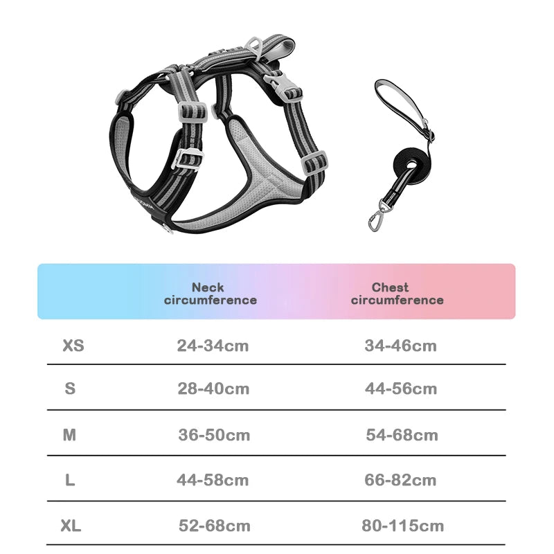 Dog Harness and Leash Set for Large Dogs Heavy Duty No Pull Service Dog Vest with Dog Seat Belt Reflective Adjustable Pet Harnes