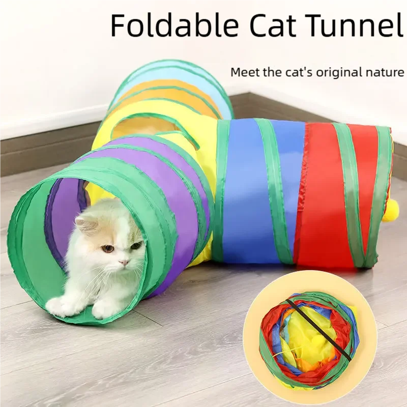 Cat Tunnel Tube Kitty Tunnel Bored Cat Pet Toys Peek Hole Toy Interactive for Indoor Cats Exercise Fun Reduce Anxiety Durable