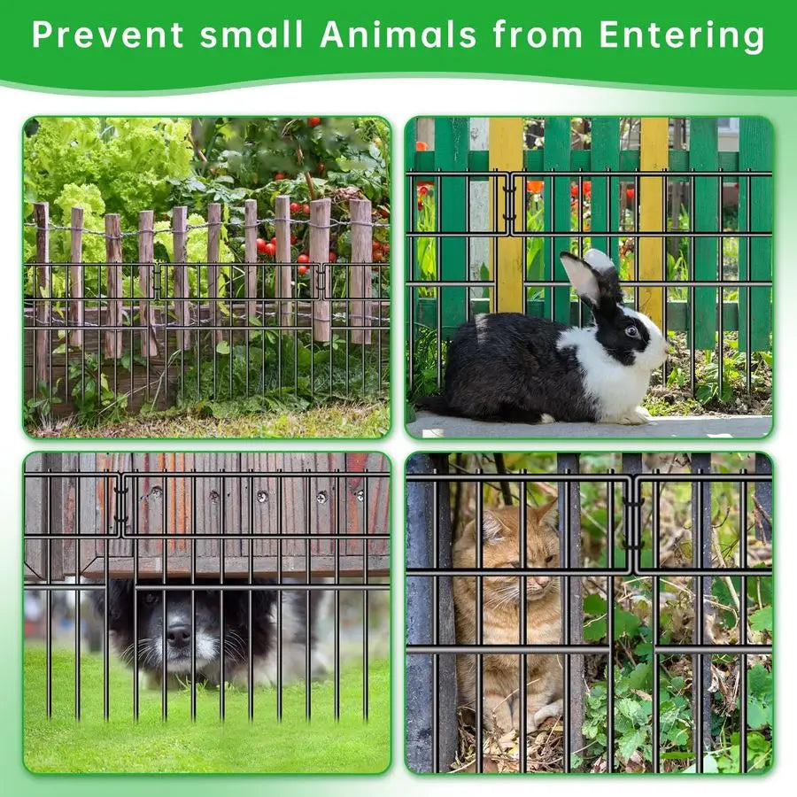 X 13inH Animal Barrier Fence, 28 Panels No Dig Fence for Dogs, 1.52IN Gap Anti Digging Dog Barrier, Rustproof Metal Garden Edgin