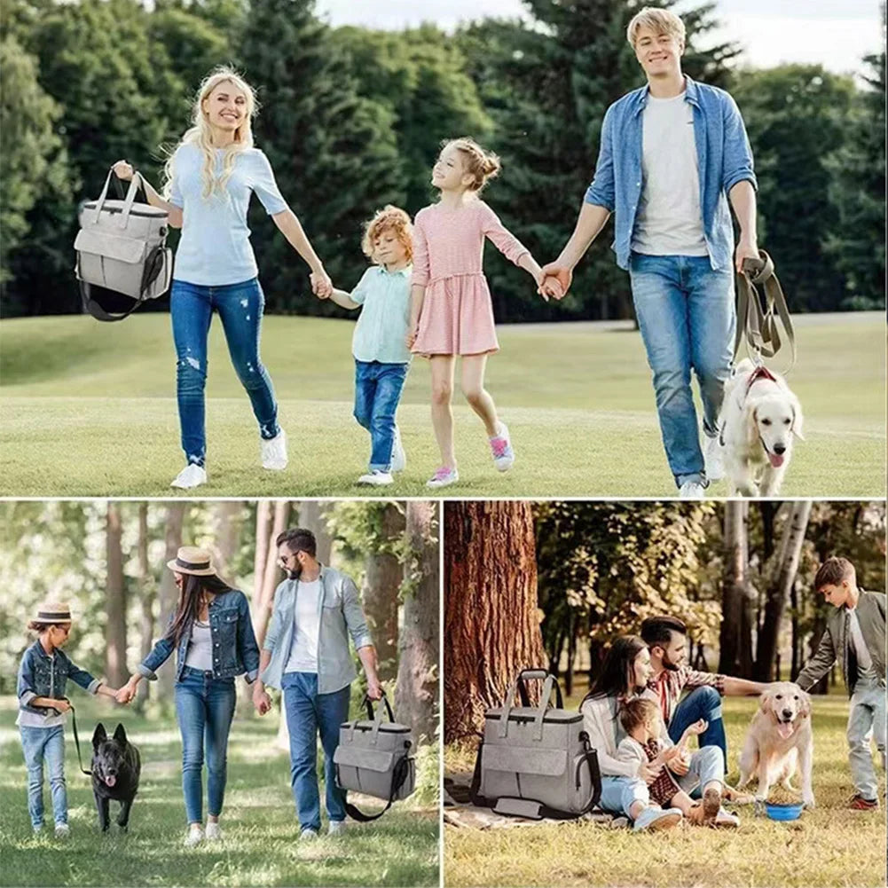 Dog Travel Bag Backpack Pet Accessories Organizer for Week Away/Overnight, w/ 2 Food Bags 1 Waterproof Placemat 2 Foldable Bowls