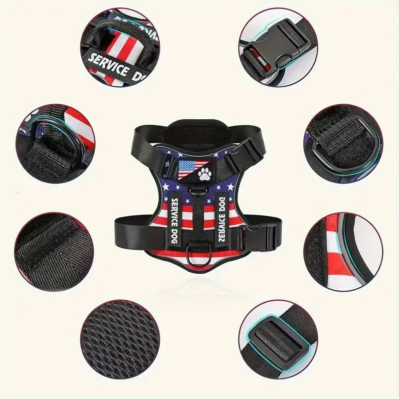 Dog Harness And Leash Set, Escape Proof No Pull Dog Vest Harness With Reflective Dog Walking Traction Rope