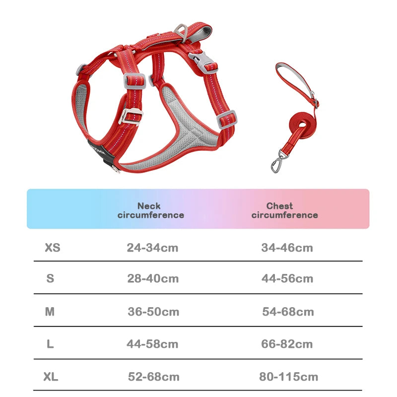 Dog Harness and Leash Set for Large Dogs Heavy Duty No Pull Service Dog Vest with Dog Seat Belt Reflective Adjustable Pet Harnes