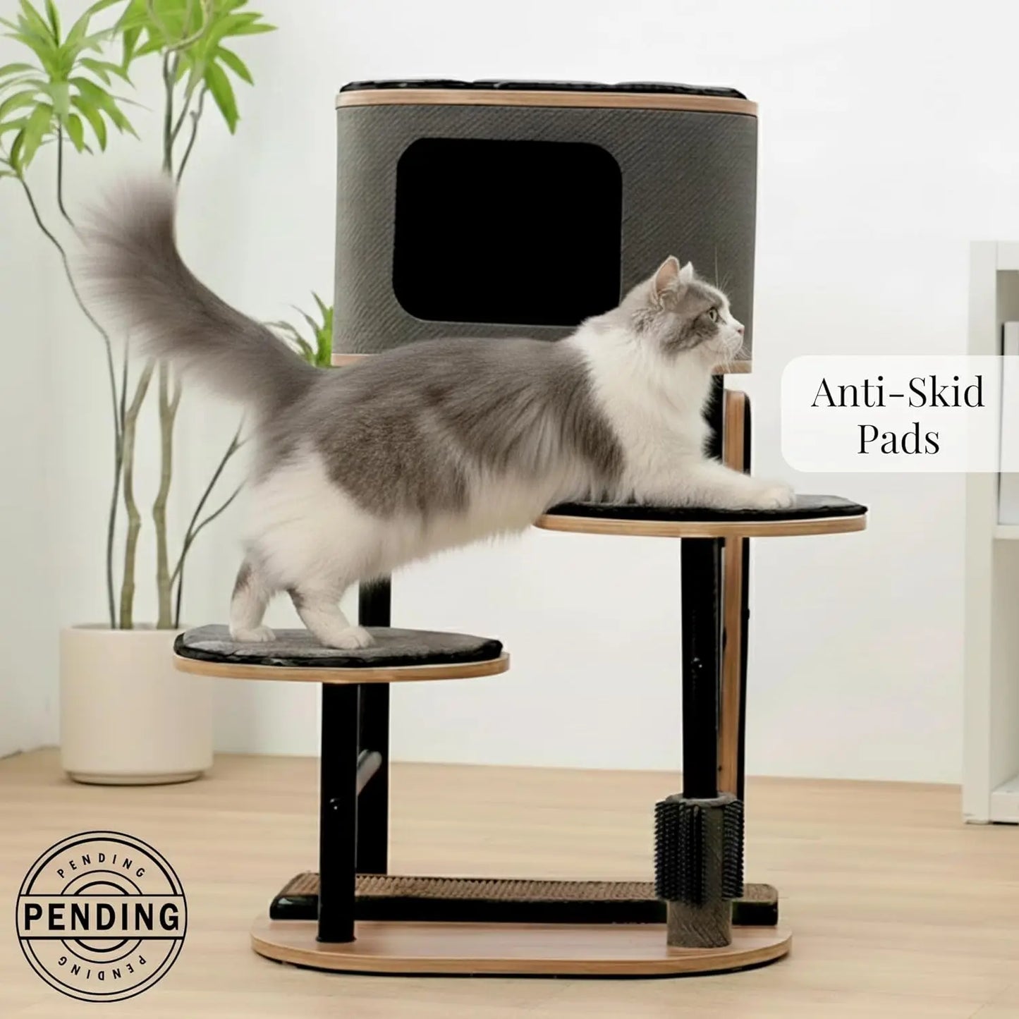 4 Level 37" Iron Framed Modern Cat Tree with Large Top Condo, 2 Padded Platforms, 2 Replaceable Sisal Scratching, Customized