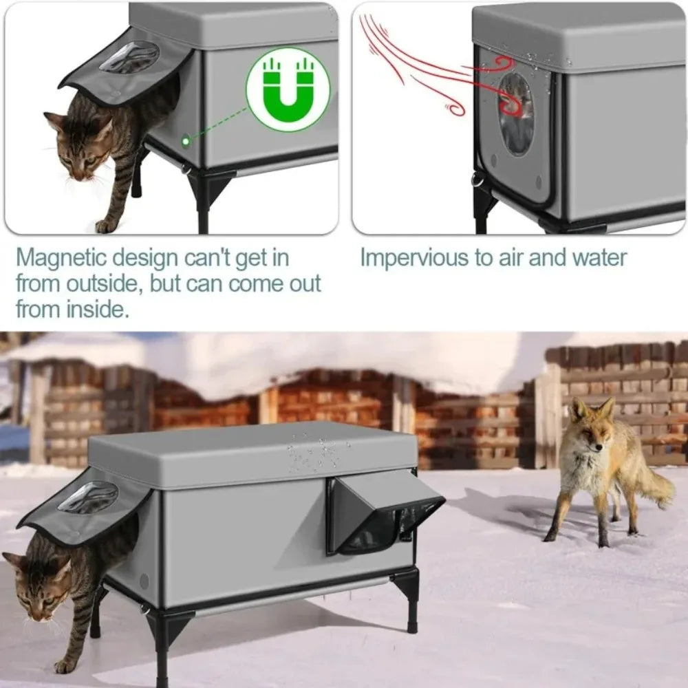 Outdoor Cat House Winter Warm Cat Bed Windproof Rainproof Scratch-proof Cats Houses Electric Heating Safety Pet Dog Cats Houses