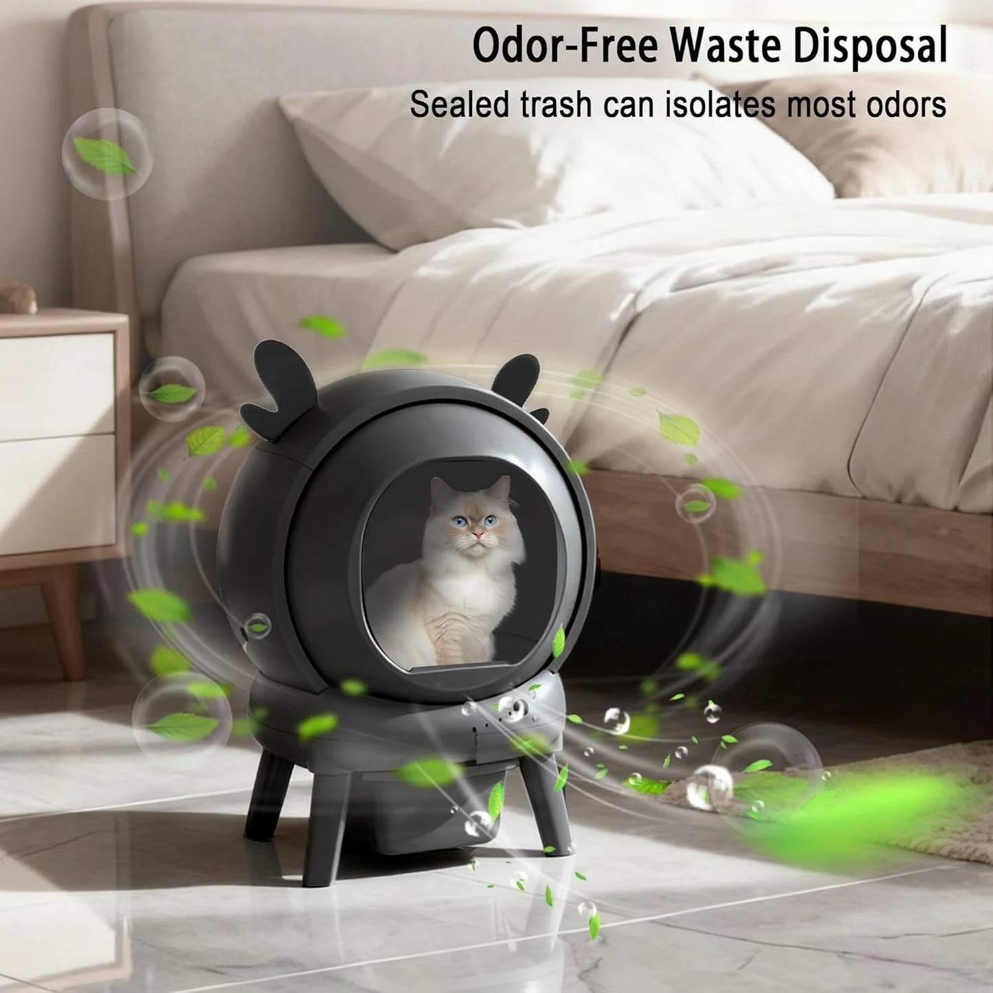J  Self Cleaning Litter Box, Large Capacity Automatic Litter Box Self Cleaning for Multiple Cats with Dual Safety, Customized