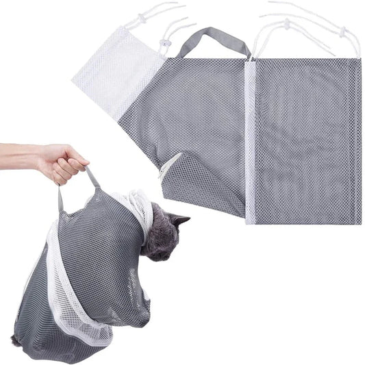 Mesh Cat Grooming Shower Bag Polyester Wash Mesh Bags Adjustable Cats Restraint Bag Prevent Scratching For Bathing Nail Trimming