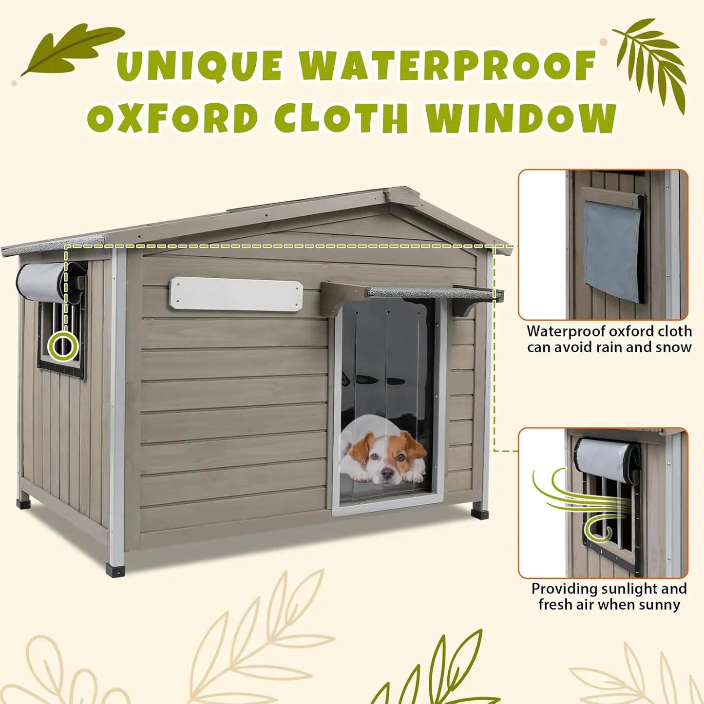 40.2" L Large Dog House Outdoor & Indoor,Fir Wood Dog Kennel with Weatherproof Openable Asphalt Roof,Spacious, Customized