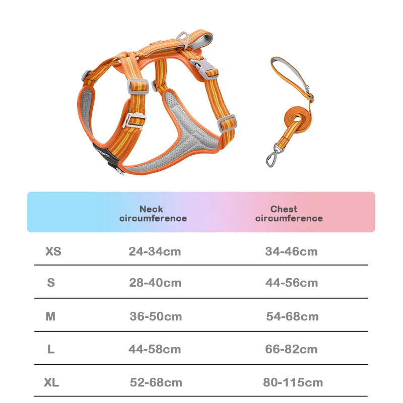 Dog Harness and Leash Set for Large Dogs Heavy Duty No Pull Service Dog Vest with Dog Seat Belt Reflective Adjustable Pet Harnes