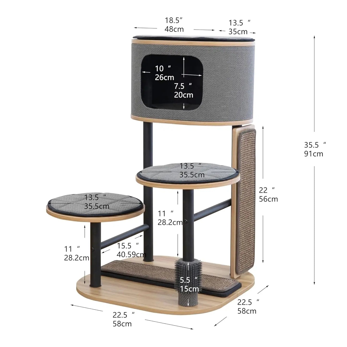 4 Level 37" Iron Framed Modern Cat Tree with Large Top Condo, 2 Padded Platforms, 2 Replaceable Sisal Scratching, Customized