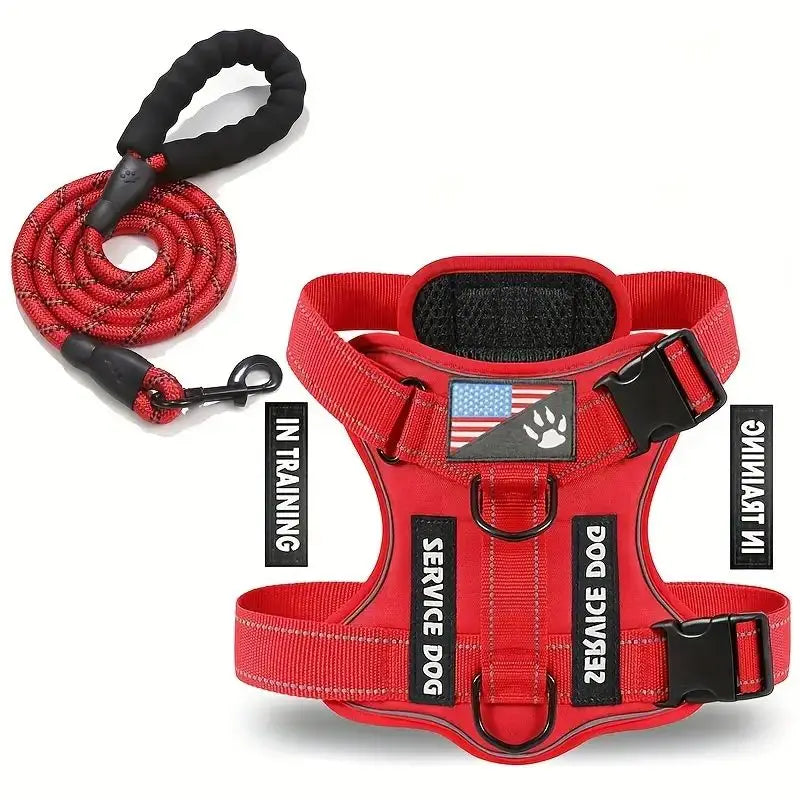 Dog Harness And Leash Set, Escape Proof No Pull Dog Vest Harness With Reflective Dog Walking Traction Rope